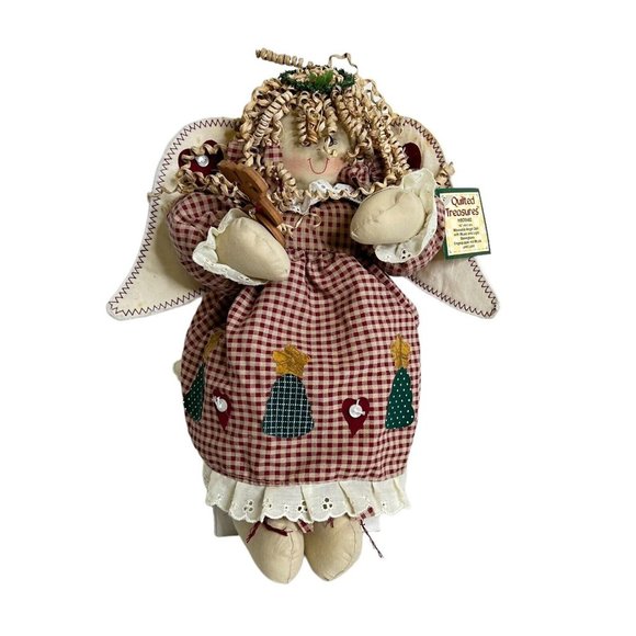 Quilted Treasures Angel Doll Christmas 16" Moveable Patchwork Music Light Works - Picture 1 of 15